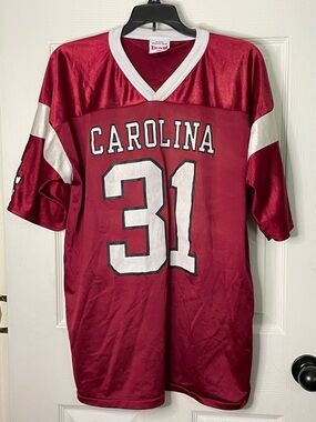Carolina Men's Burgundy Football Jersey with White Accents - Number 31. Size L